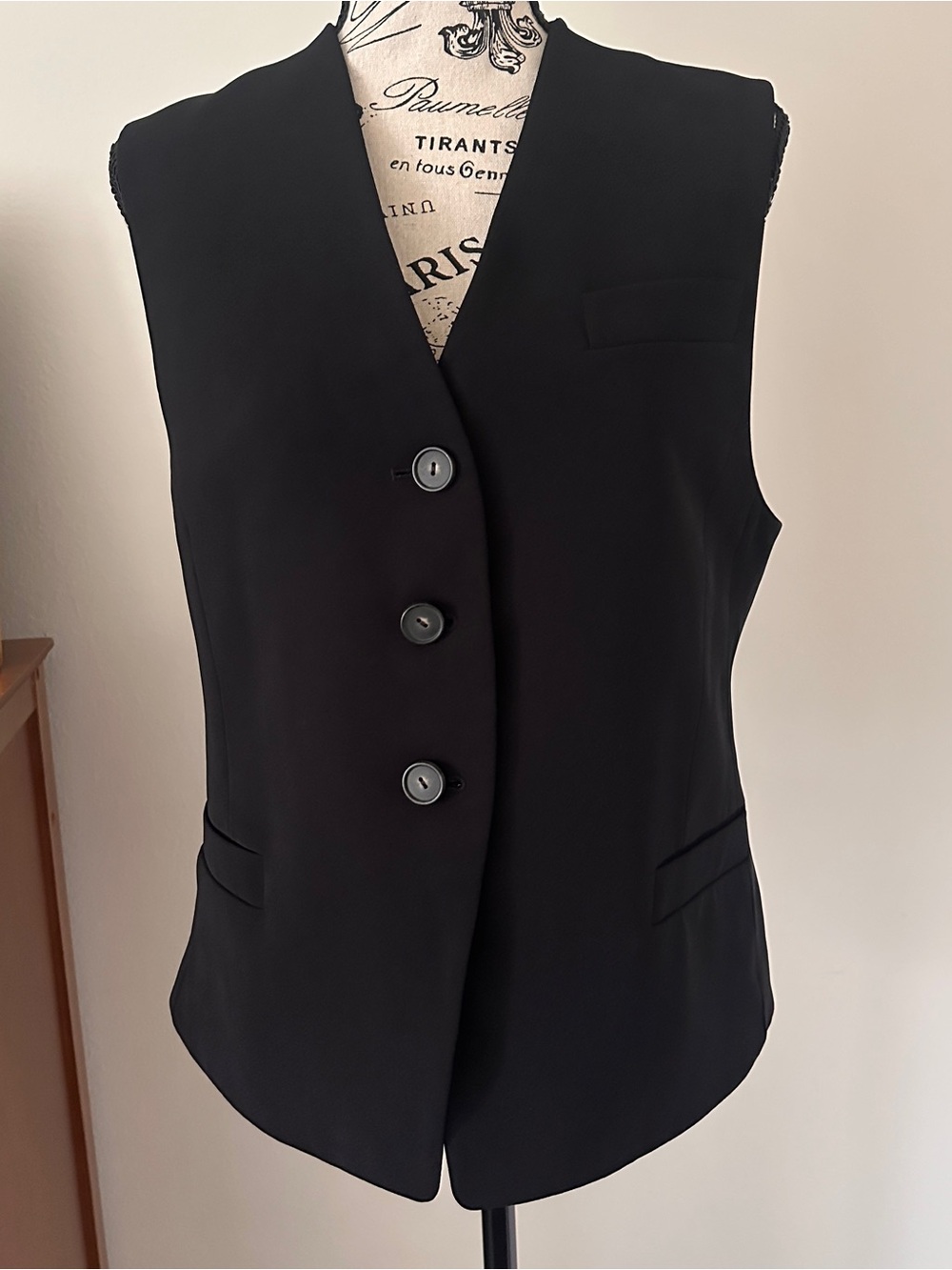 Vince Black Sleeveless Tailored Vest
